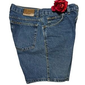 H.I.S. Denim Blue Jean Shorts W 31 100% cotton made in USA casual modest EUC